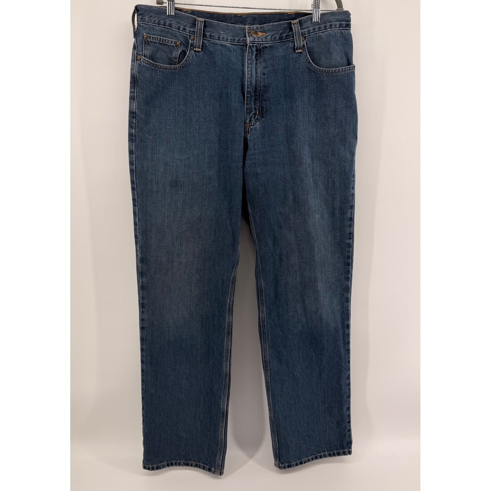 Carhartt Jeans Mens 38x34 Blue 101483 968 Relaxed Fit Straight Workwear Denim